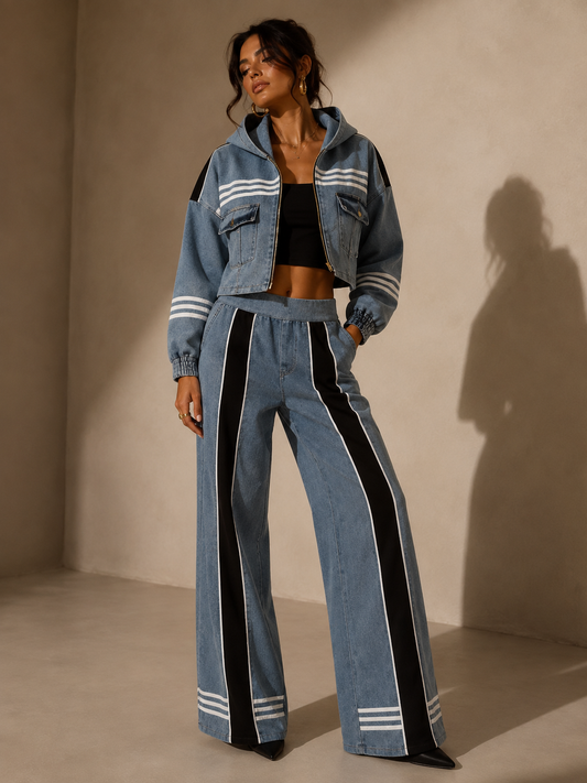 Conjunto Dos Piezas con Detalles Denim