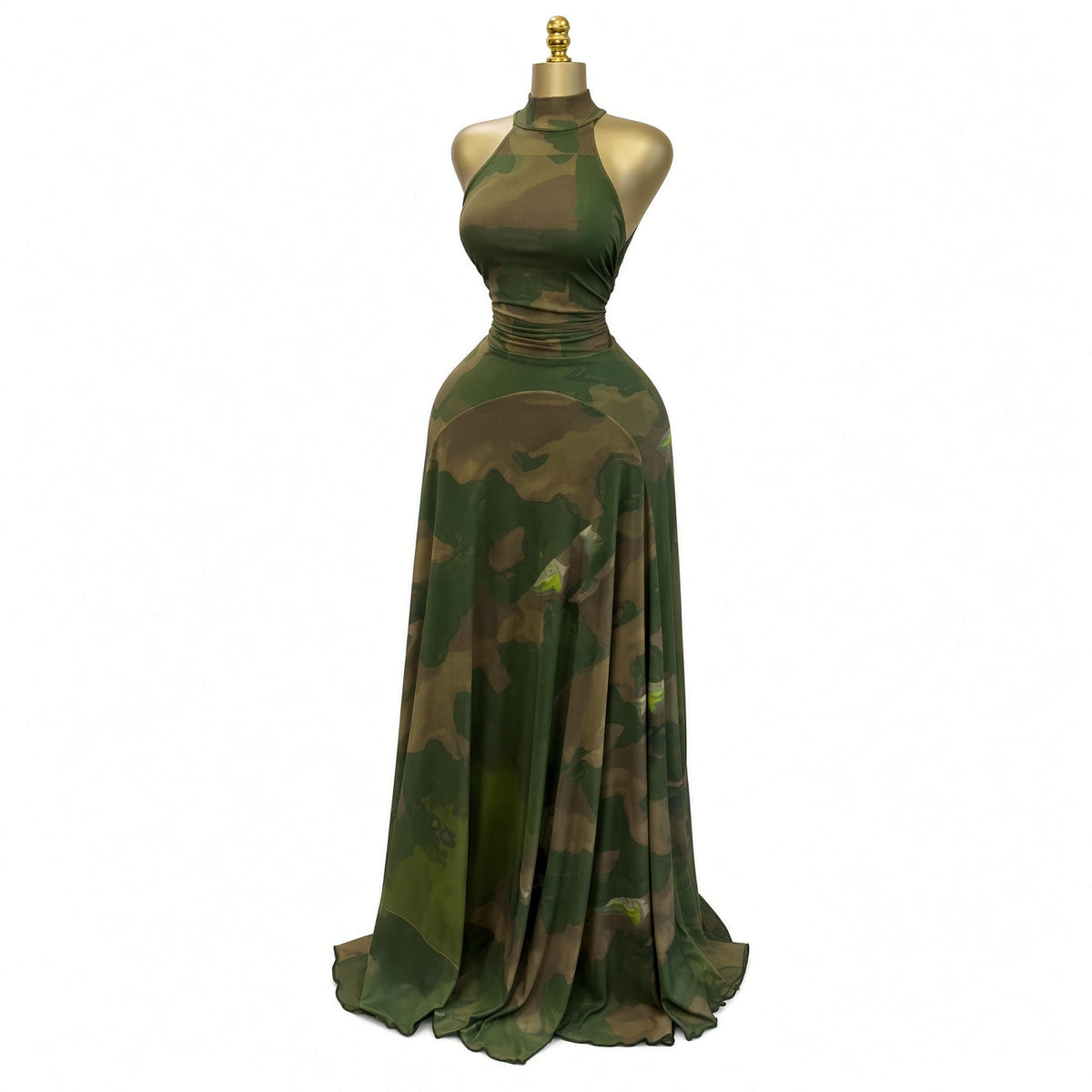 The Elara Lined Art-Mesh Maxi Dress