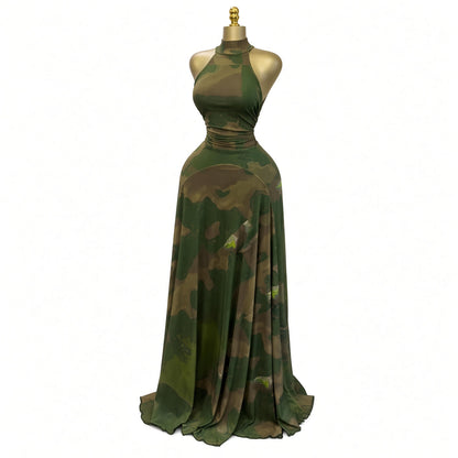 The Elara Lined Art-Mesh Maxi Dress
