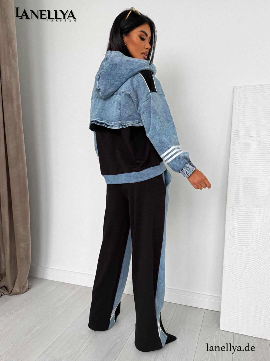 Conjunto Azul de Dos Piezas con Detalles Denim