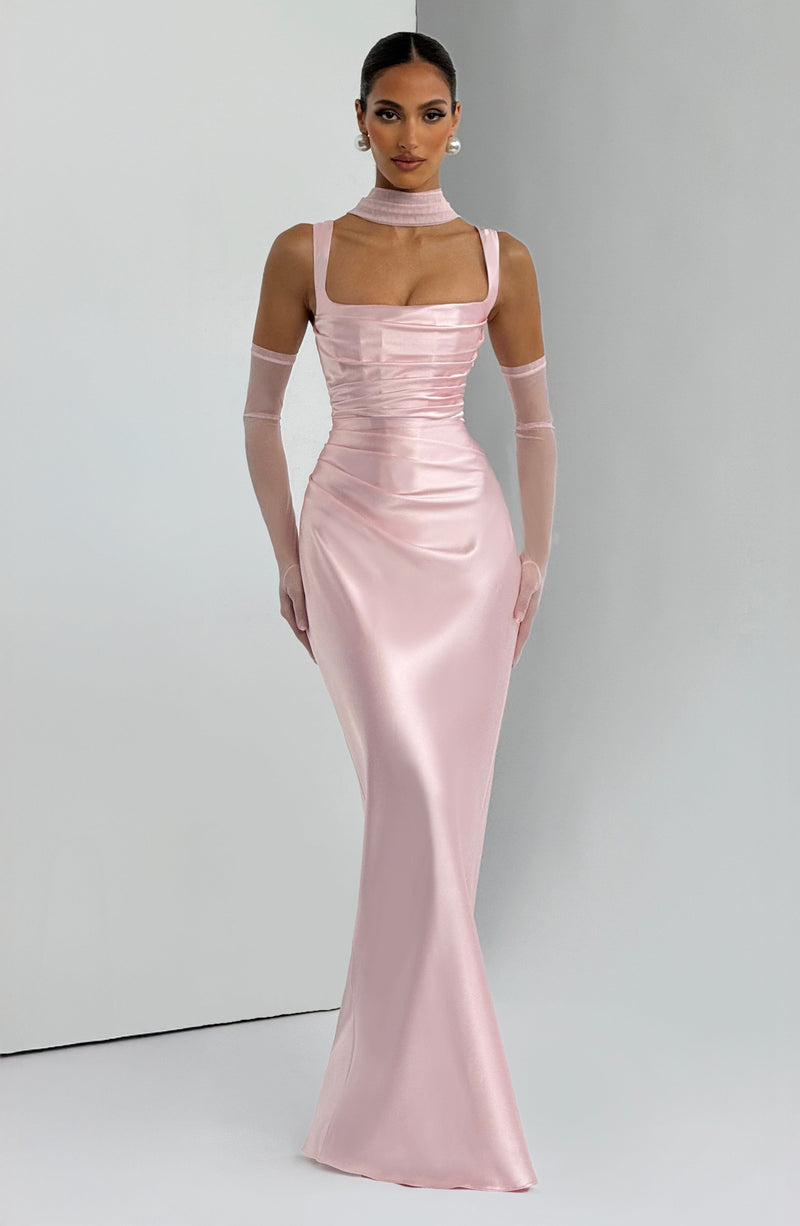 Vestido saten con escote