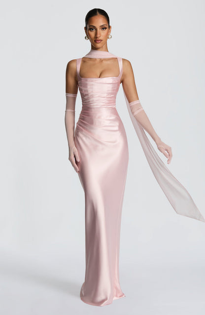 Vestido saten con escote