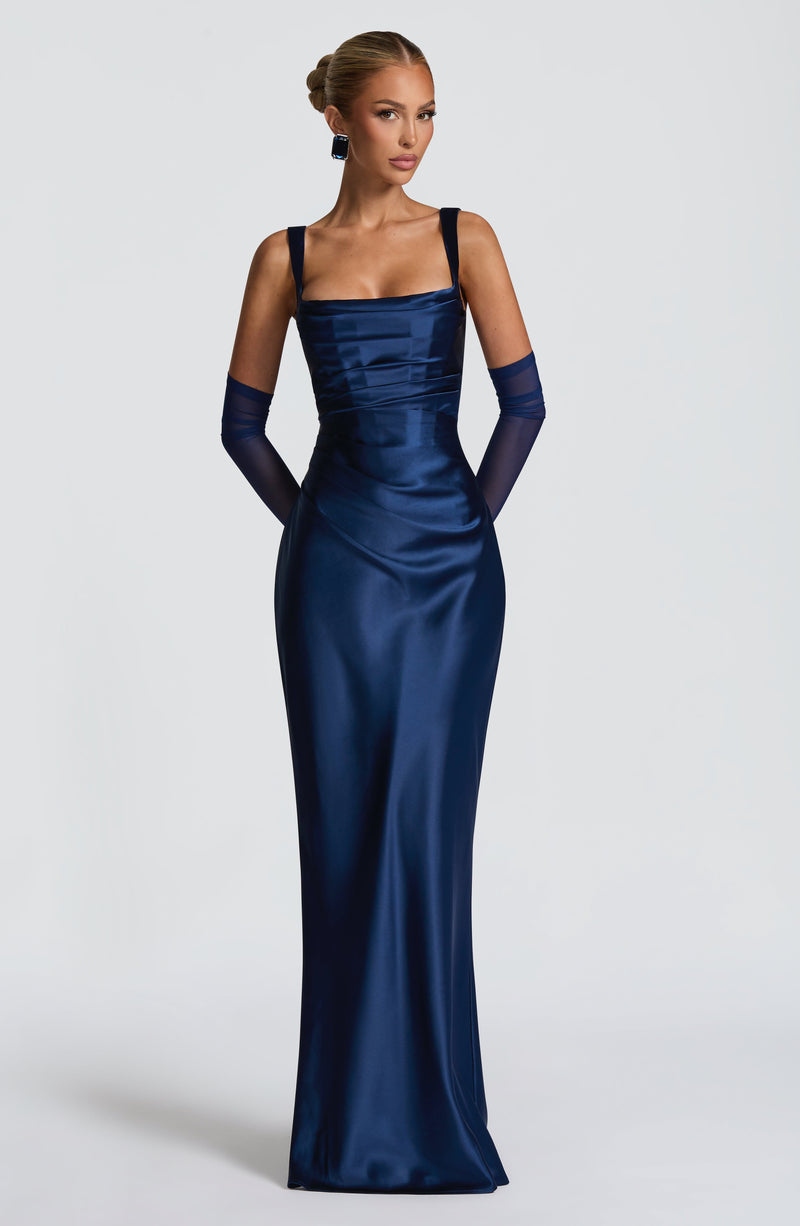 Vestido saten con escote