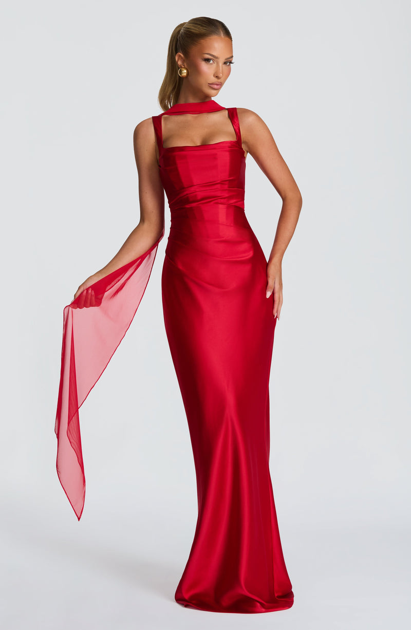 Vestido saten con escote