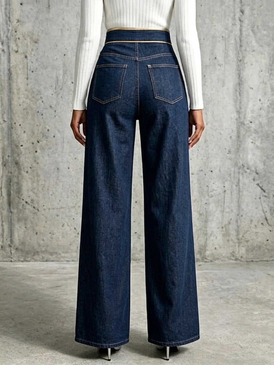 Jeans Elegantes con Detalles Dorados