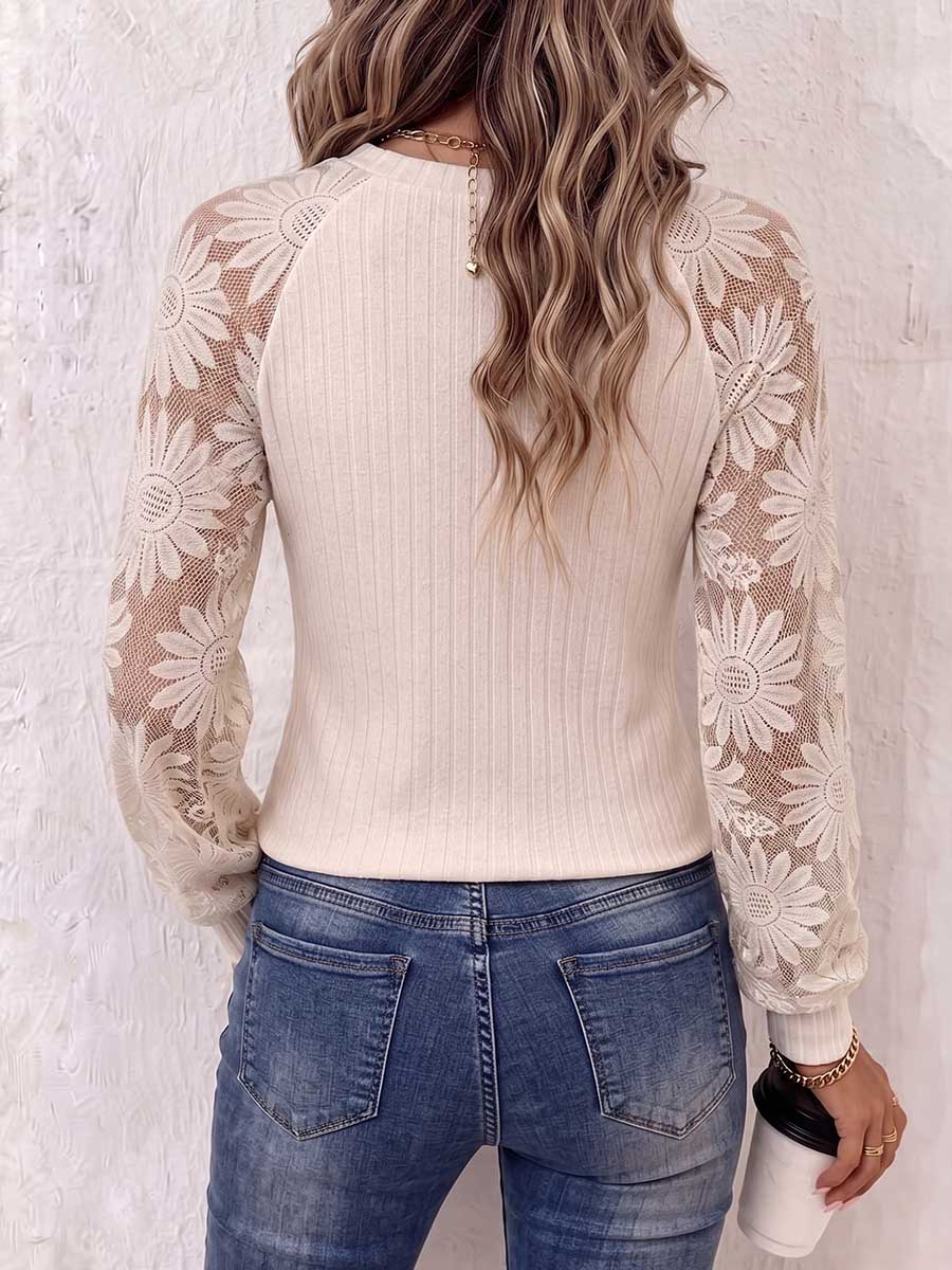 Suéter de Punto Casual con Encaje