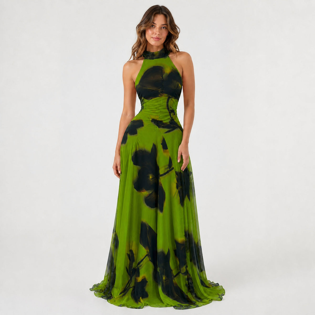 The Elara Lined Art-Mesh Maxi Dress